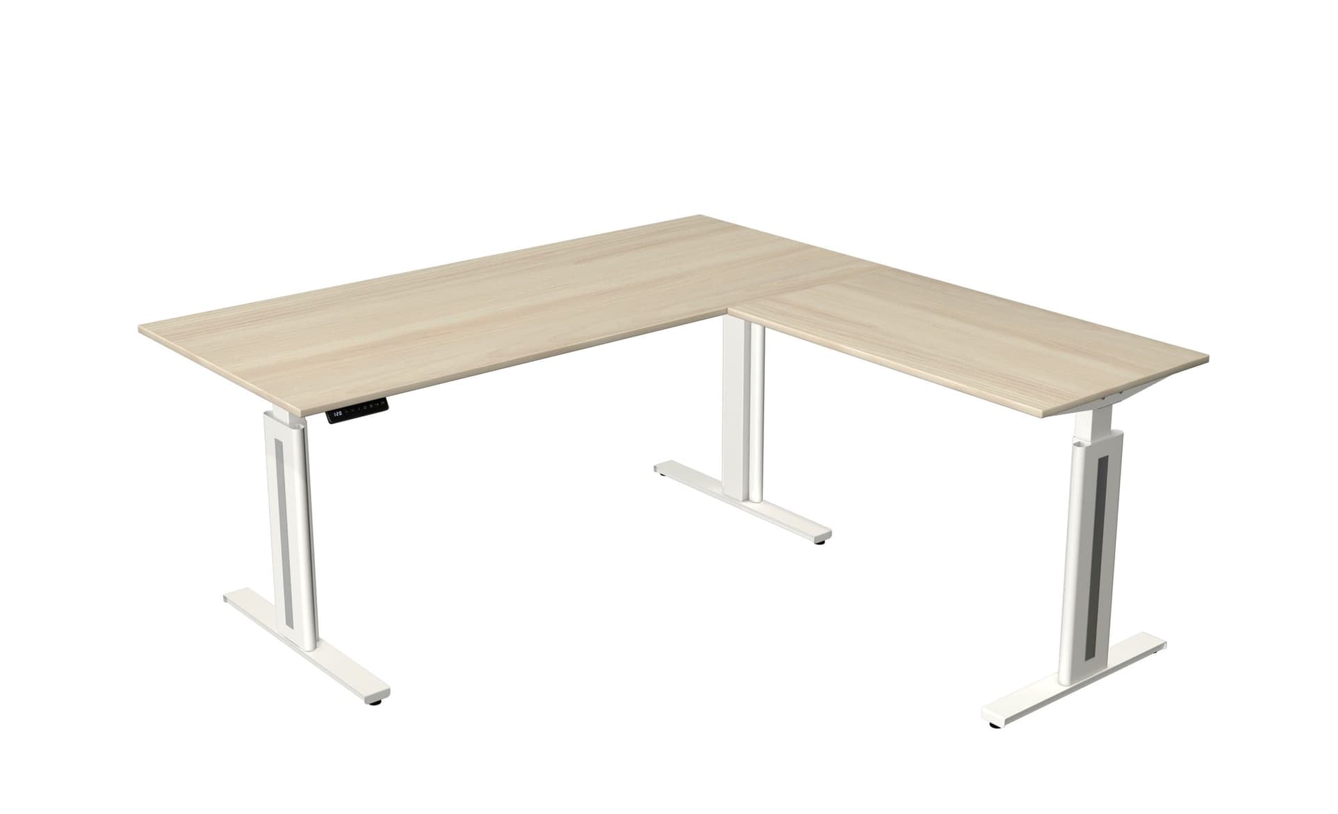 Steh-/Sitztisch mit Anbauelement Move 3 fresh – Ahorn · Silber · 180 × 180 cm – Bild 1 von 8