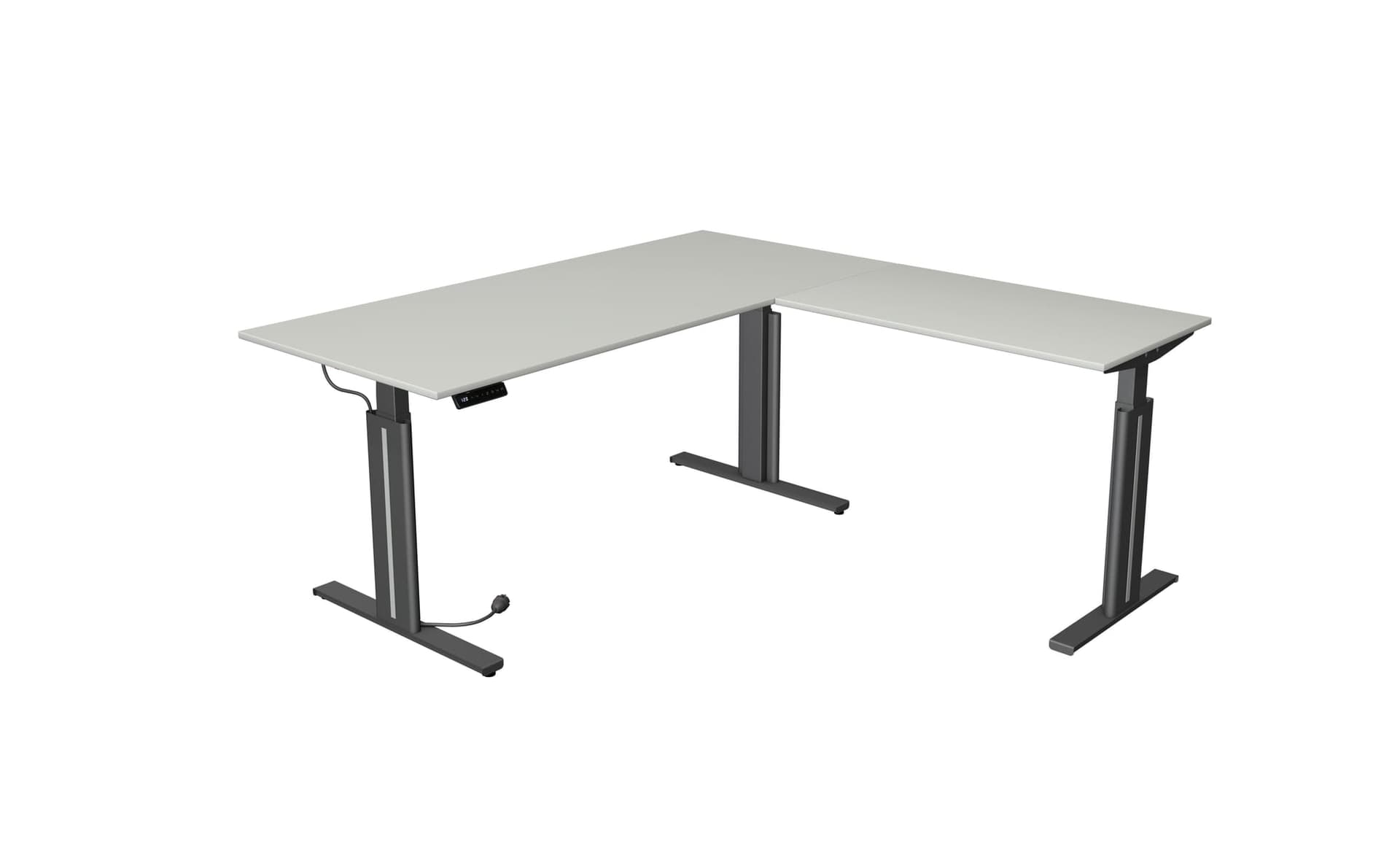 Steh-/Sitztisch mit Anbauelement Move 3 elegant – Lichtgrau · Anthrazit · 180 × 180 cm – Bild 1 von 57