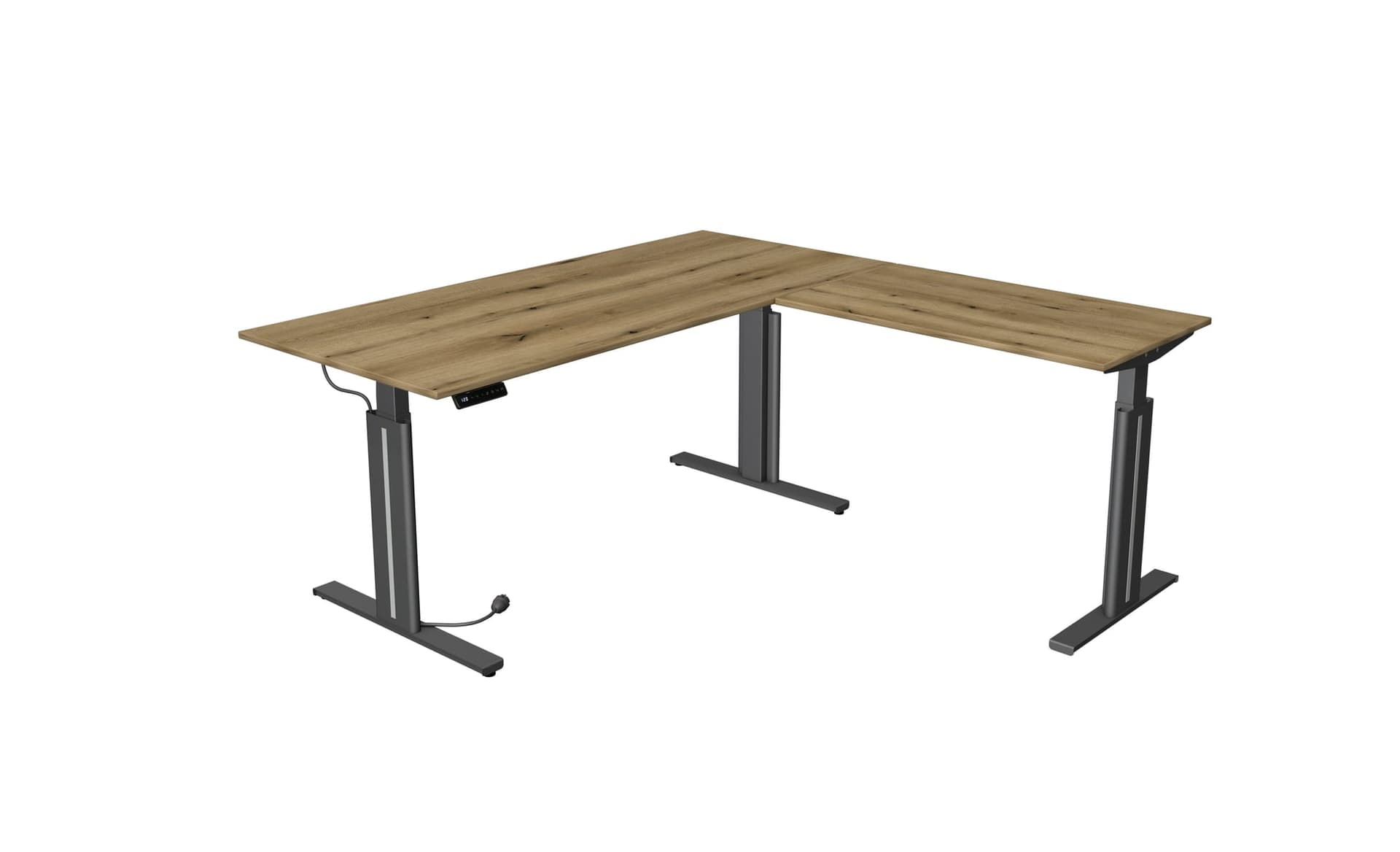 Steh-/Sitztisch mit Anbauelement Move 3 elegant – Anthrazit · Asteiche · 180 × 180 cm – Bild 1 von 57